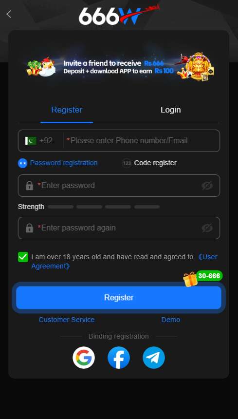 Register Account in W666
